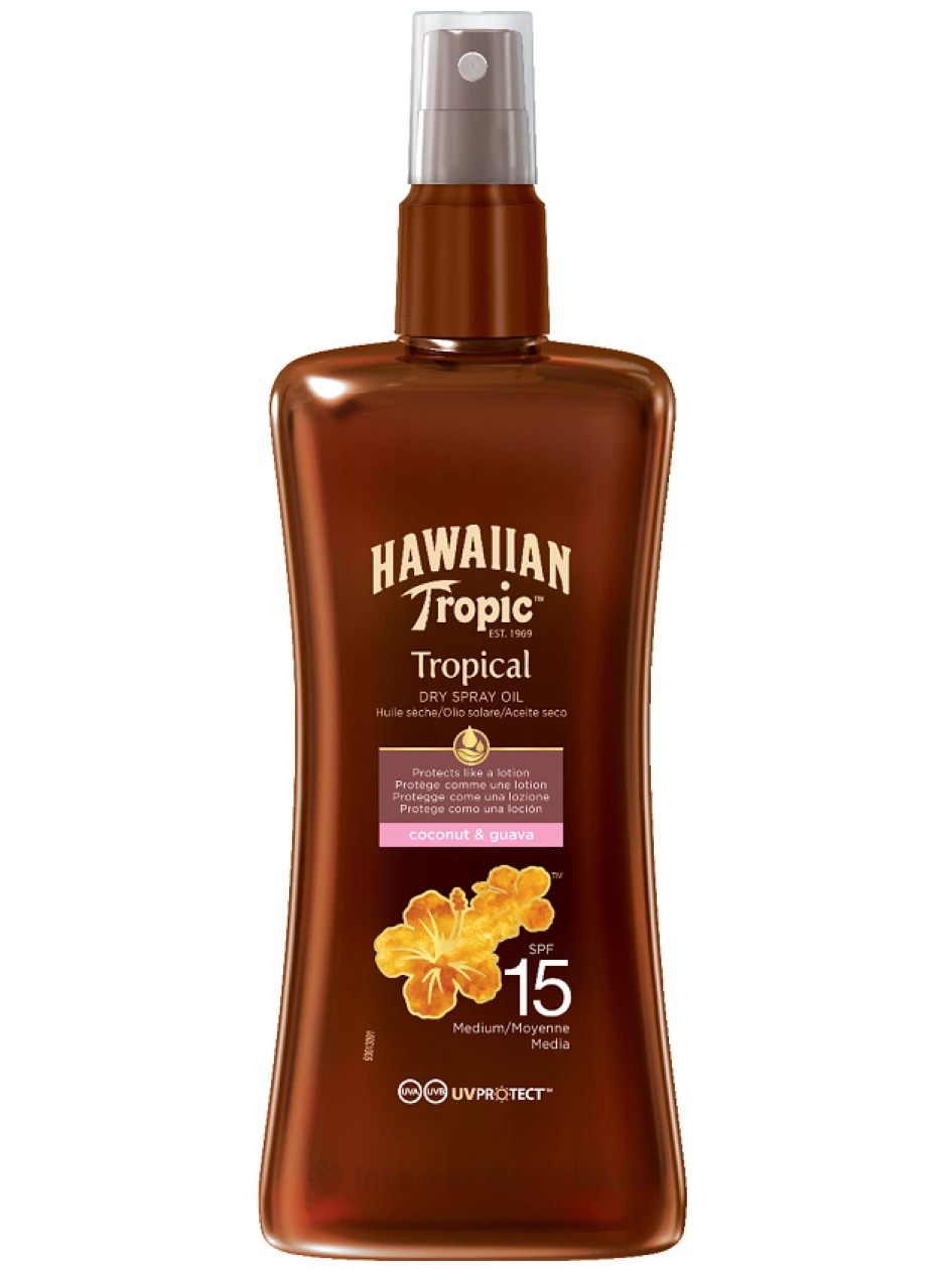 Hawaiin Tropic Sauļošanās eļļa glowing protection SPF15, 200 ml | internetaptieka.lv