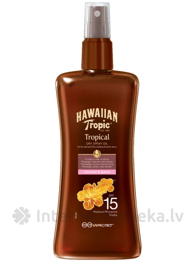 Hawaiin Tropic Glowing Protection Piserdatav päevitusõli SPF15, 200 ml | internetaptieka.lv