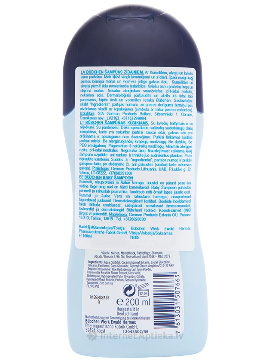 Bubcheni šampoon kummeliga beebidele, 200 ml | internetaptieka.lv