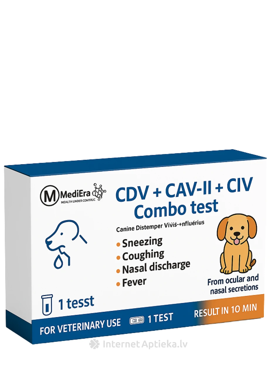 MediEra CDV + CAV-II + CIV Antigēnu kombinētais eksprestests (izdalījumi) | internetaptieka.lv