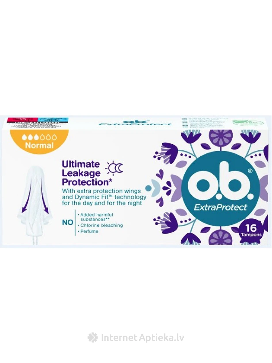 O. B. hügieenilised tampoonid EXTRA Protect Normal, 16 tk. | internetaptieka.lv