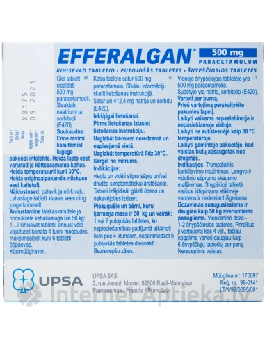 Efferalgan 500 mg putojošās tabletes, 16 gb. | internetaptieka.lv