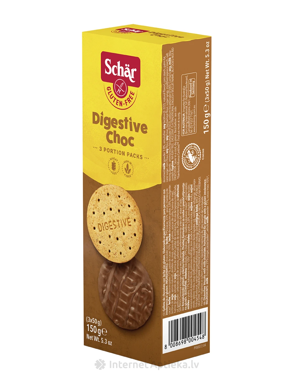Schär DIGESTIVE CHOC безглютеновые печенья в шоколадной глазури, 150 г | internetaptieka.lv