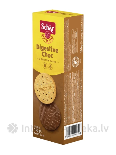 Schär DIGESTIVE CHOC bezglutēna cepumi šokolādes glazūrā, 150 g | internetaptieka.lv