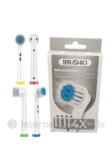 Brushio soft clean maināmie uzgaļi saderīgi ar Oral-B, 4 gb. | internetaptieka.lv
