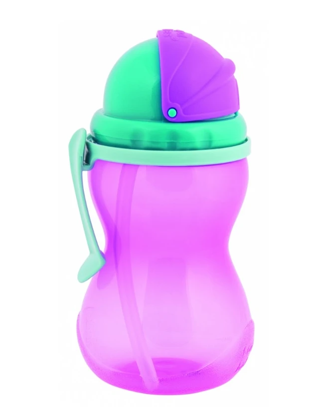 CANPOL babies pudele ar salmiņu, rozā, 370 ml