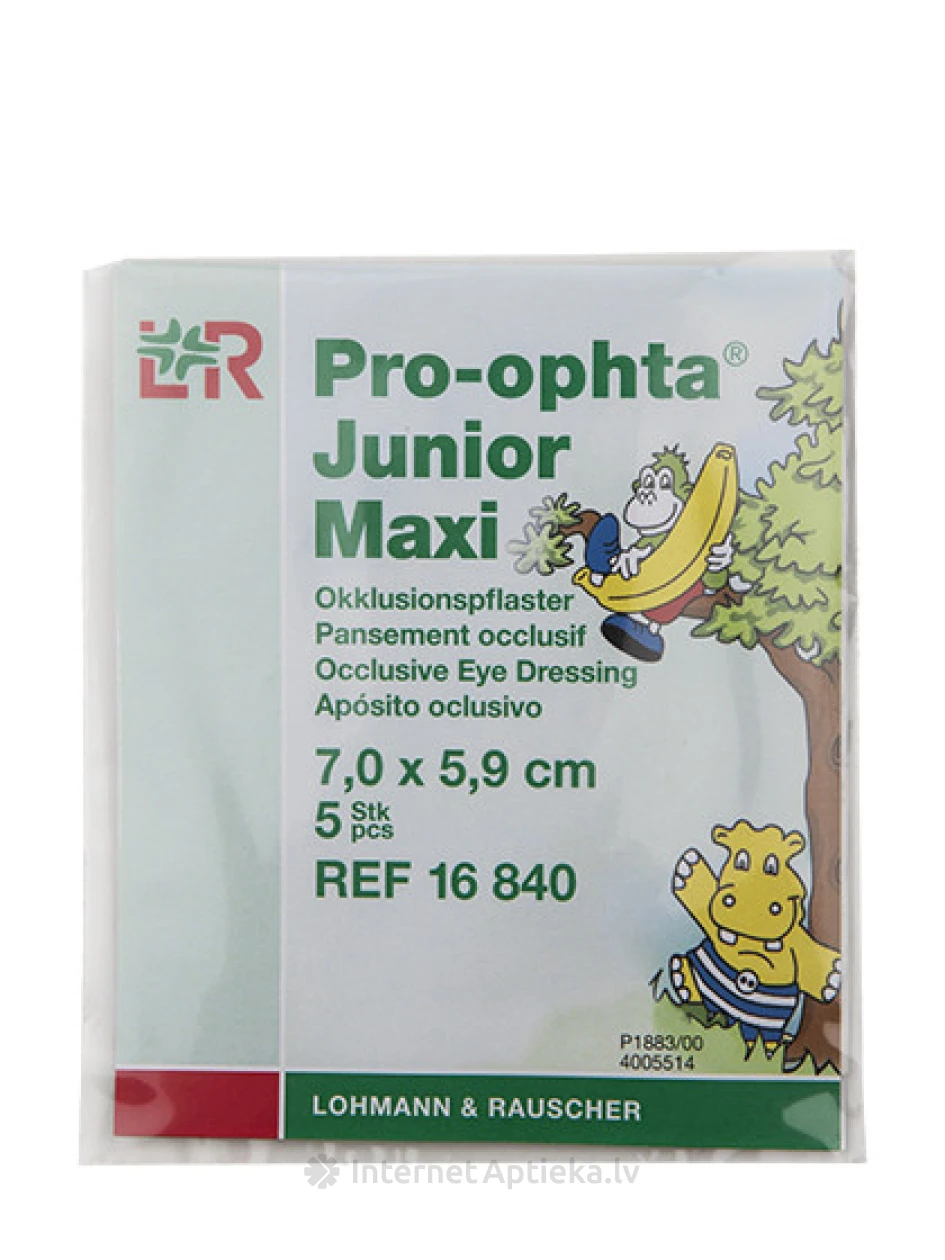 Pro-ophta Junior Maxi silmaplaaster 7 x 5,9 cm, 5 tk. | internetaptieka.lv