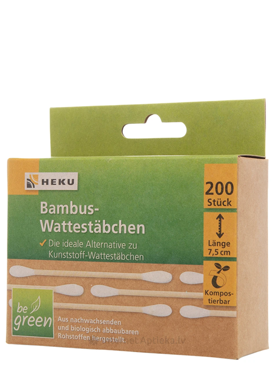 Бамбуковые ватные палочки HEKU, 200 шт. | internetaptieka.lv