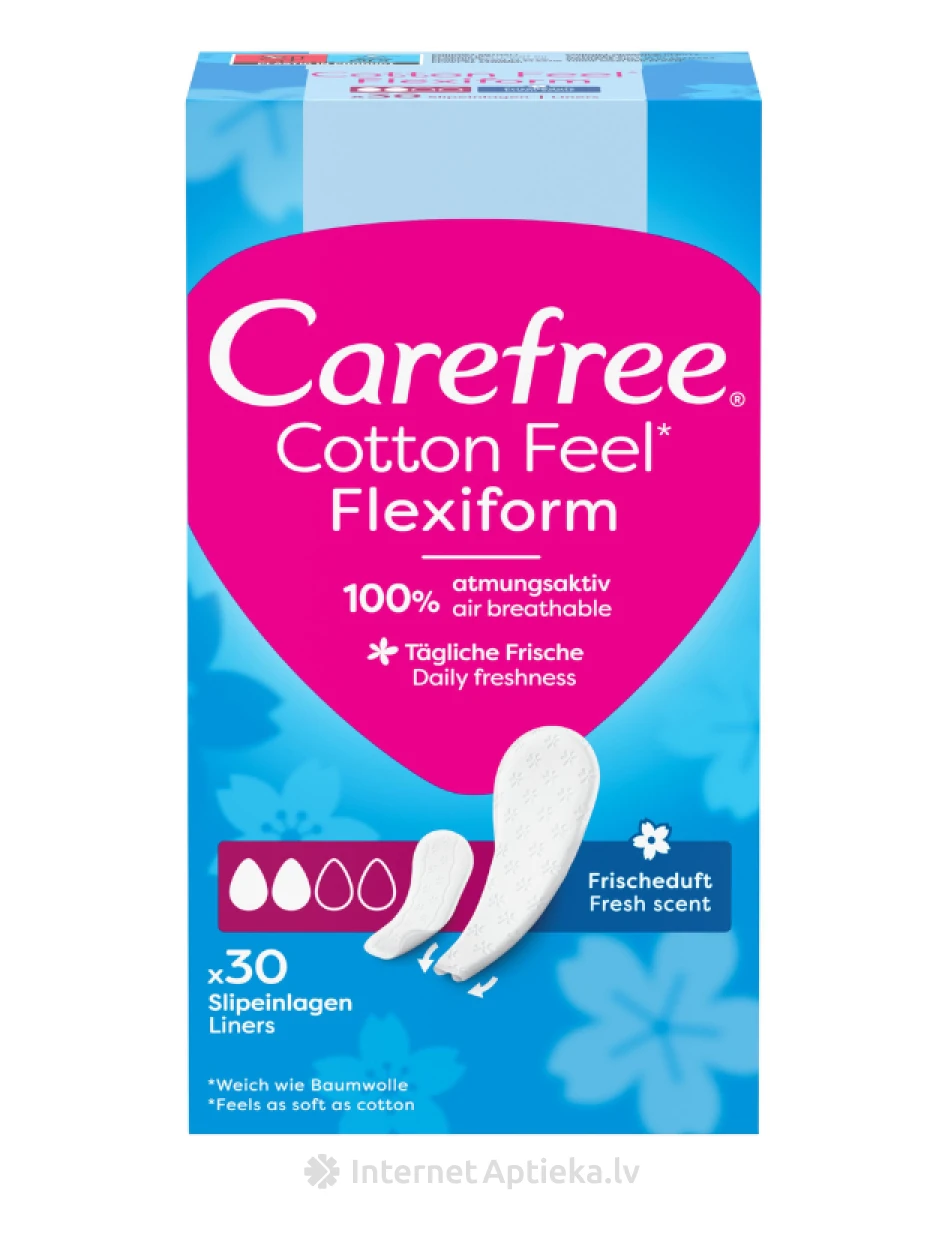 CAREFREE  Ежедневные прокладки "Flexi Form" FRESH, 30 шт. | internetaptieka.lv