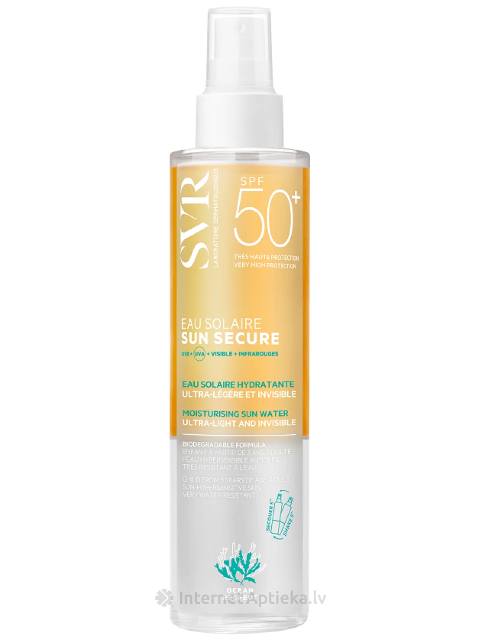 SVR SUN SECURE EAU SOLAIRE SPF50+ izsmidzināms divfāžu aizsargūdens no saules, 200 ml | internetaptieka.lv