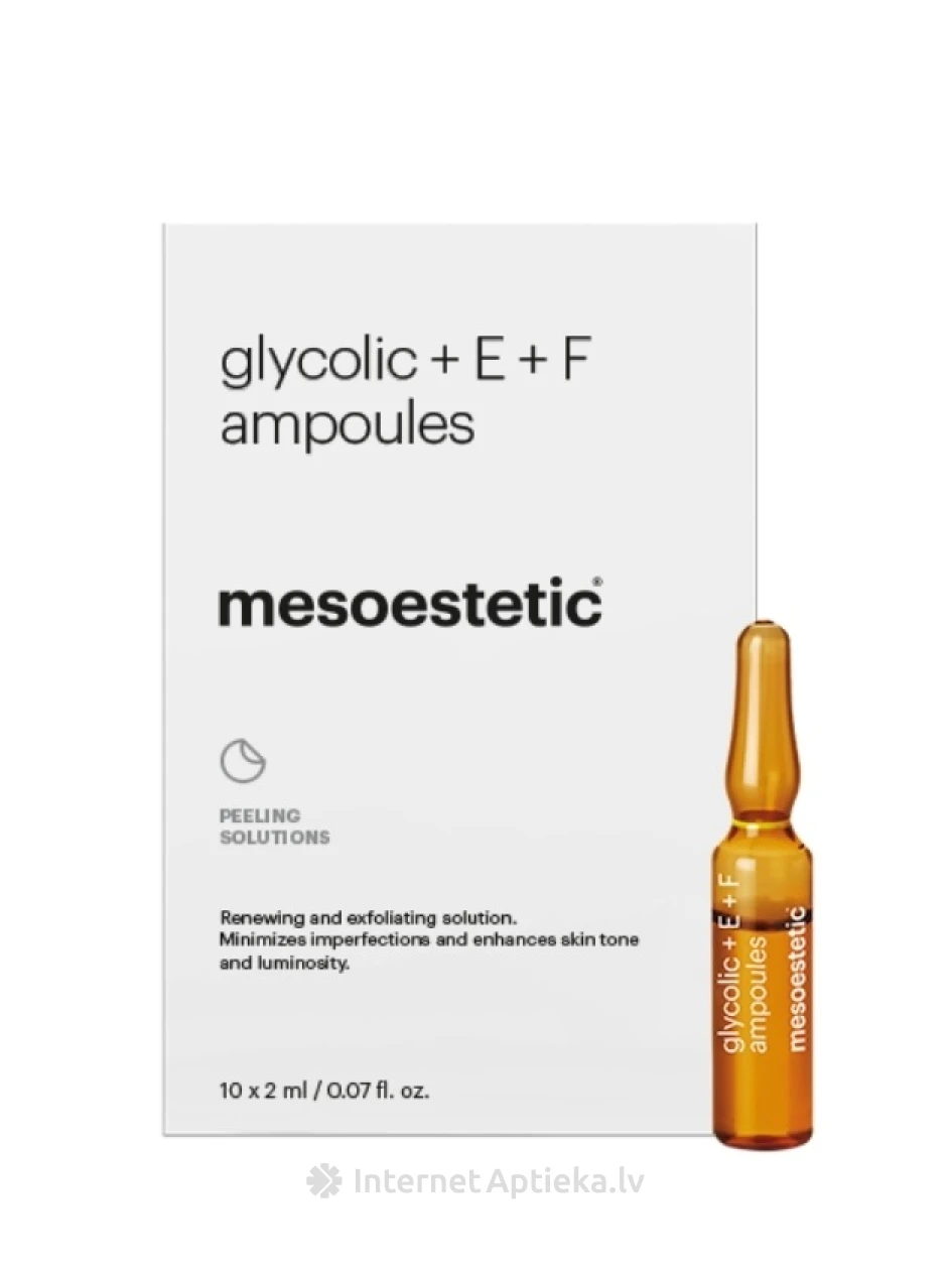 Mesoestetic glikolskābes ampulas ar E un F vitamīniem, 10 x 2 ml | internetaptieka.lv