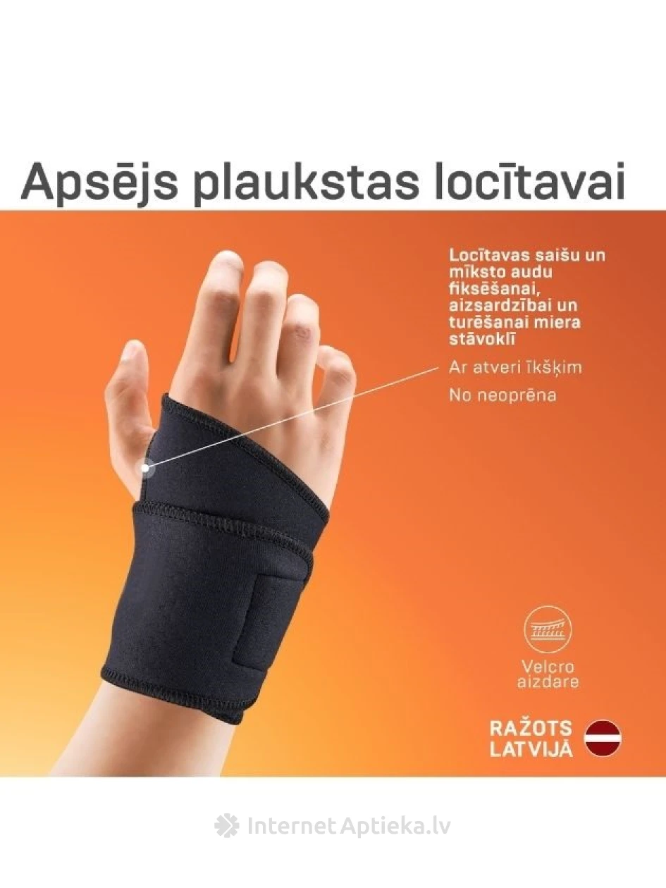TONUS ELAST Медицинская эластичная повязка из неопрена (ортез) для фиксации запястья с дополнительным креплением | internetaptieka.lv