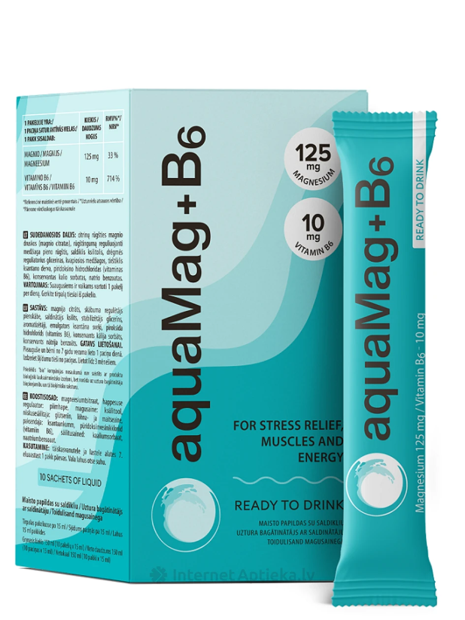 Biofarmacija Aqua Mag+B6 kasutusvalmis, 10 pakki | internetaptieka.lv