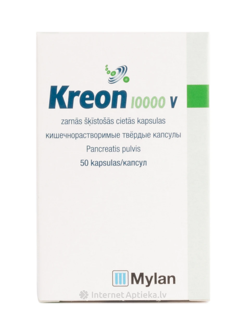 Kreon 10000 V, 50 капсул | internetaptieka.lv