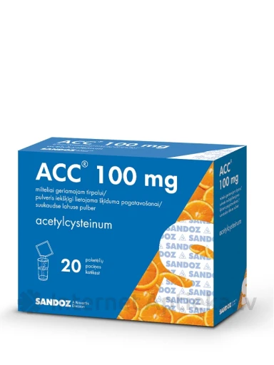 ACC 100 pulveris iekšķīgi lietojama šķīduma pagatavošanai, 20 paciņas | internetaptieka.lv