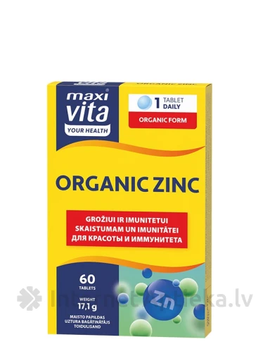 Zink organic tabletes, 60 gb. | internetaptieka.lv
