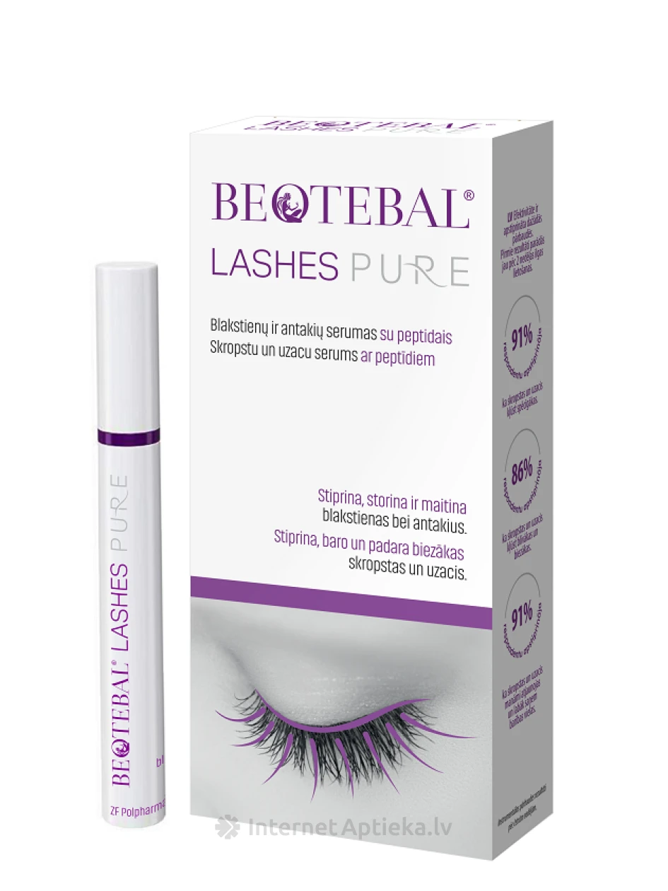 Beotebal Lashes Pure skropstu un uzacu serums ar peptīdiem, 3 ml | internetaptieka.lv
