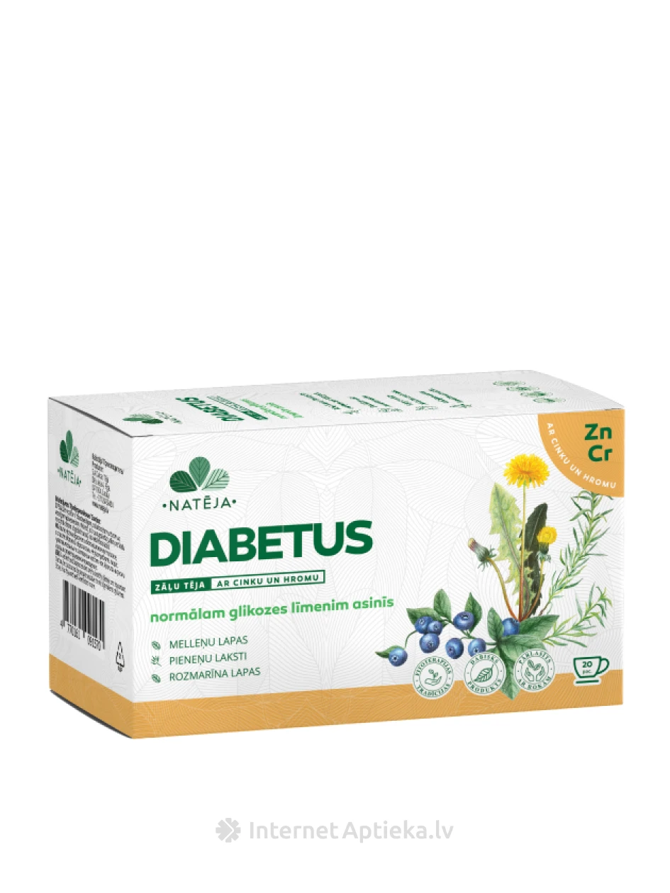 Чай Natēja Diabetus, 20 пакетиков | internetaptieka.lv