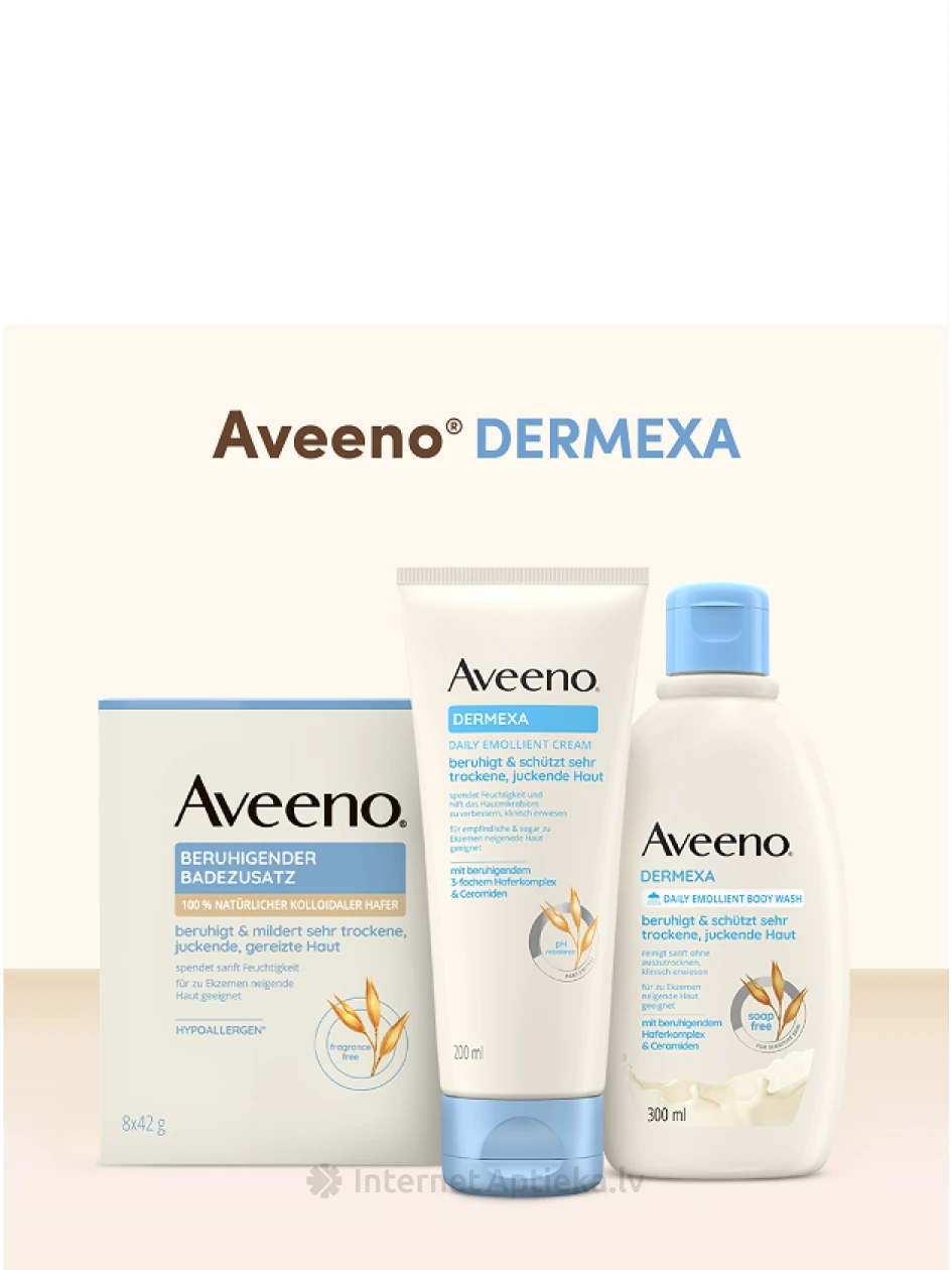 AVEENO Dermexa emolientu ķermeņa mazgāšanas līdzeklis ikdienai bez smaržas, 300 ml | internetaptieka.lv