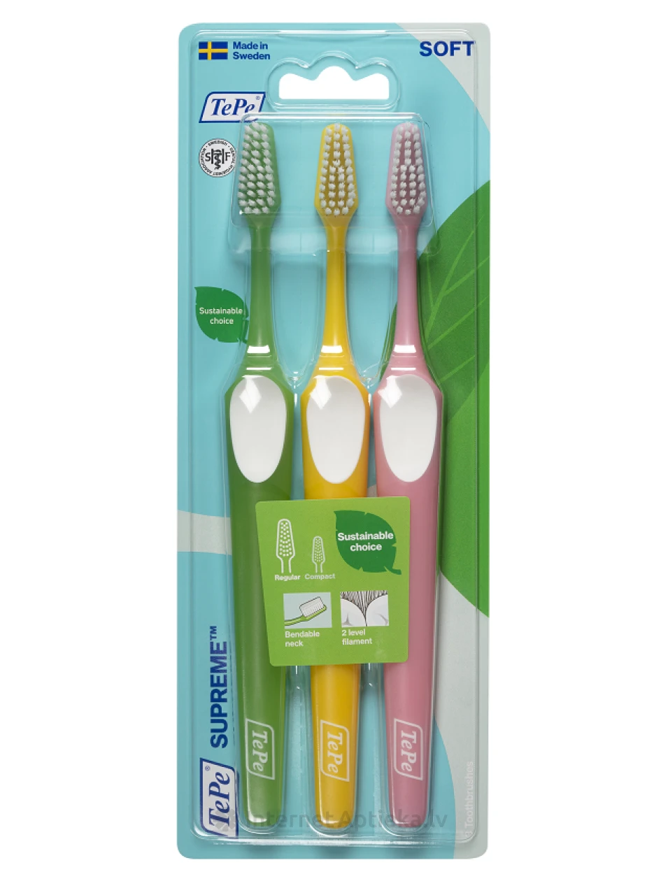 TePe Supreme Soft zobu birste blistera iepakojumā, 3 gb. | internetaptieka.lv