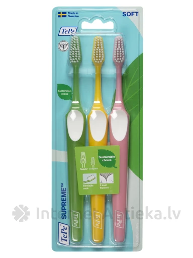 TePe Supreme Soft zobu birste blistera iepakojumā, 3 gb. | internetaptieka.lv