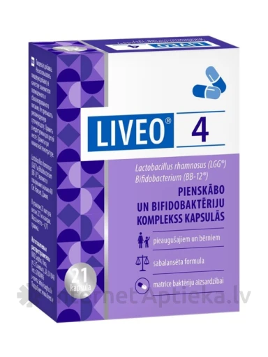 LIVEO 4 pienskābo un bifidobaktēriju komplekss, 21 kapsulas | internetaptieka.lv
