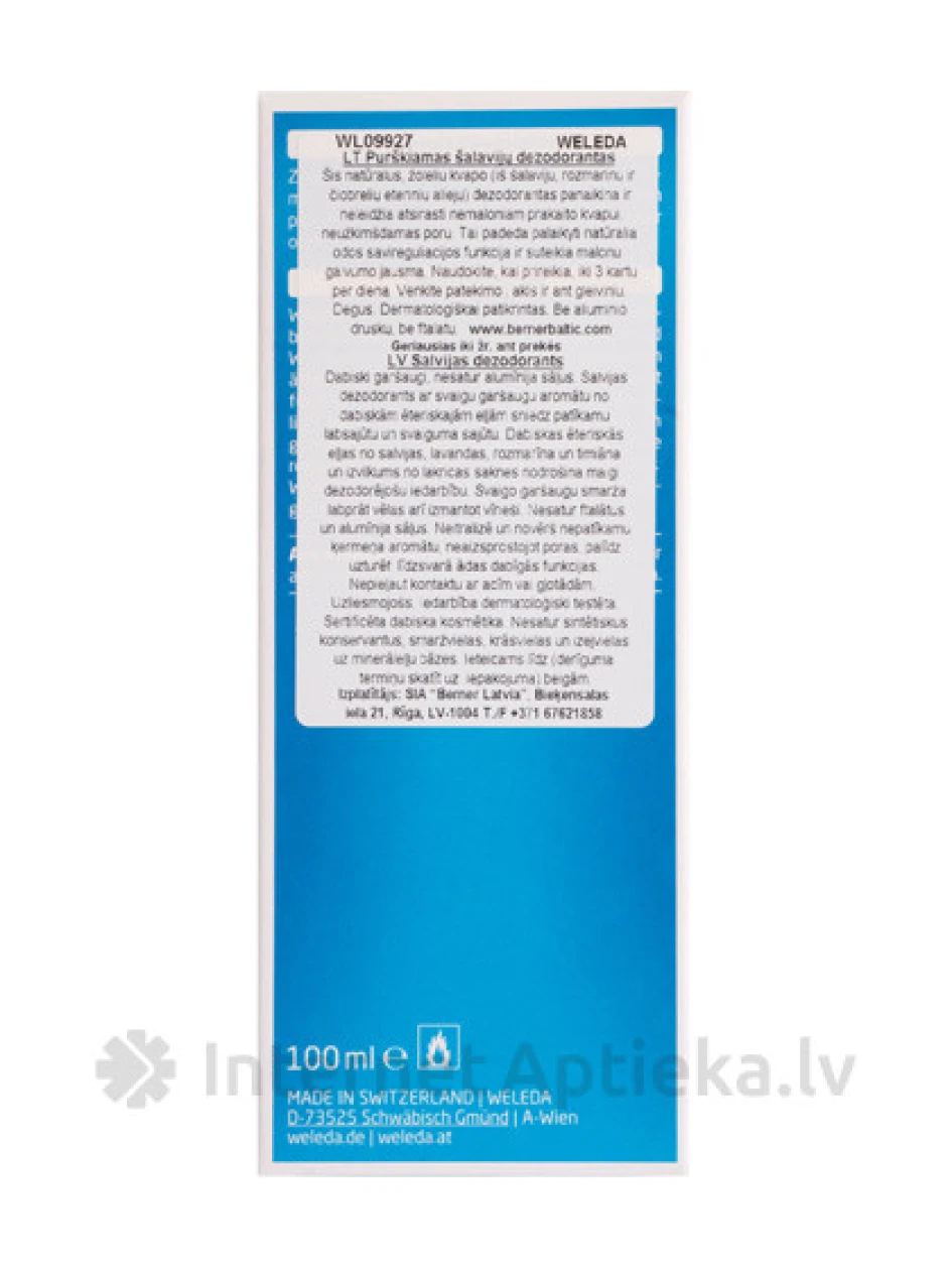 Weleda Salvijas dezodorants, 100 ml | internetaptieka.lv