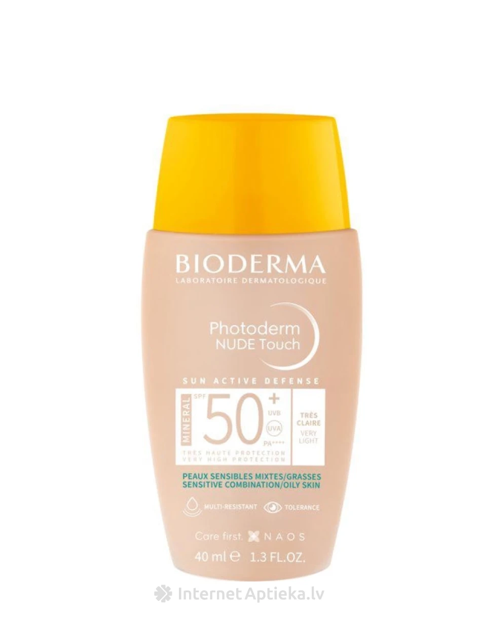 Bioderma Photoderm NUDE Touch SPF 50+ ļoti gaišs tonēts saules aizsarglīdzeklis, 40 ml | internetaptieka.lv
