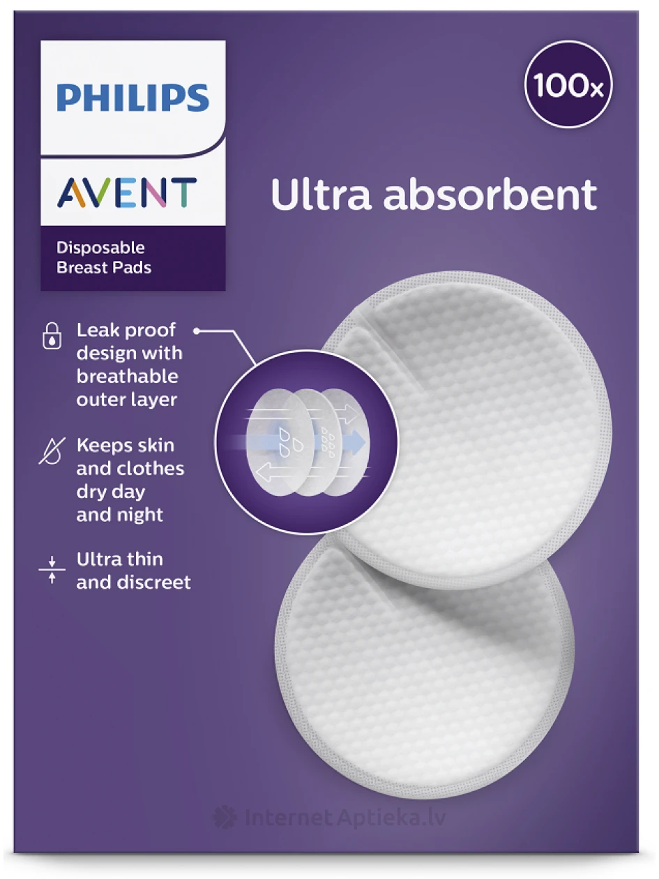 Philips Avent Krūšturu ieliktnīši, 100 gb. | internetaptieka.lv