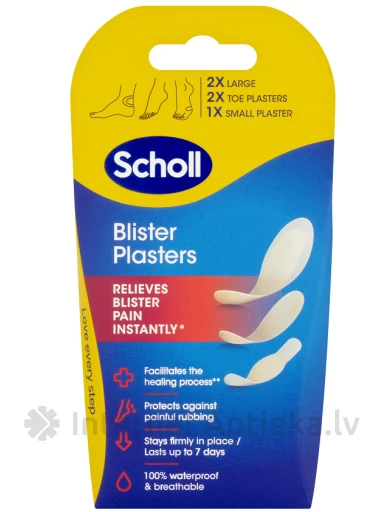 Scholl Plāksteri tulznām dažādi izmēri, 5 gb. | internetaptieka.lv