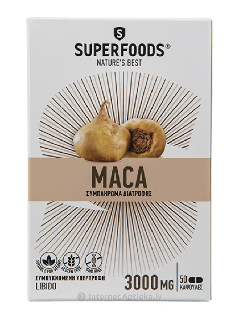 Superfoods Maca kapsulas, 50 kapsulas | internetaptieka.lv