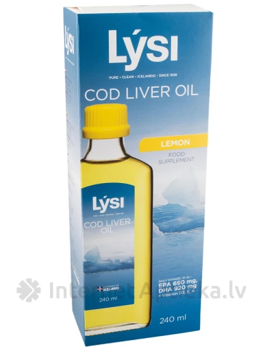 Lysi mencu aknu eļļa ar citronu garšu, 240 ml | internetaptieka.lv