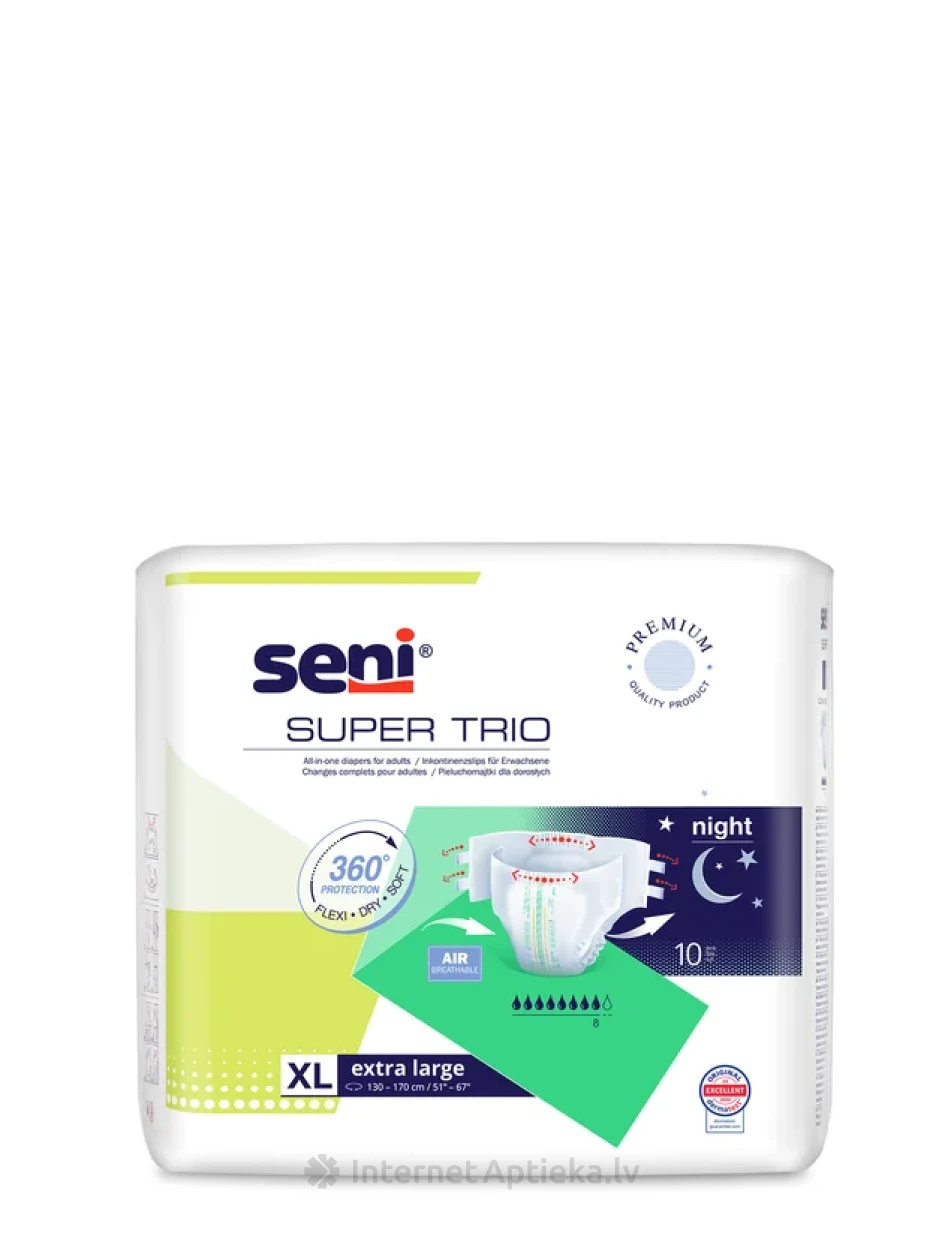 Seni Super Trio Extra Large Night autiņbiksītes, 10 gb. | internetaptieka.lv