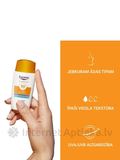Eucerin Sun Hydro Protect ülikerge näovedelik SPF50, 50 ml | internetaptieka.lv