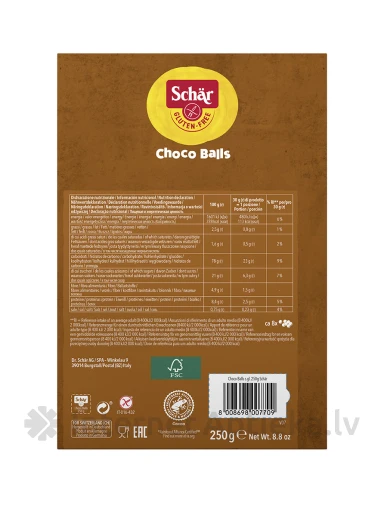 Schär CHOCO BALLS bezglutēna pārslas ar kakao, 250 g | internetaptieka.lv