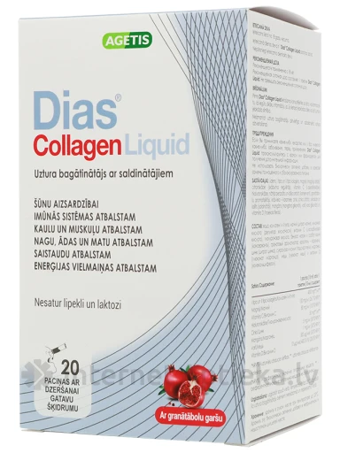Dias Collagen Liquid со вкусом граната, 20 шт. | internetaptieka.lv