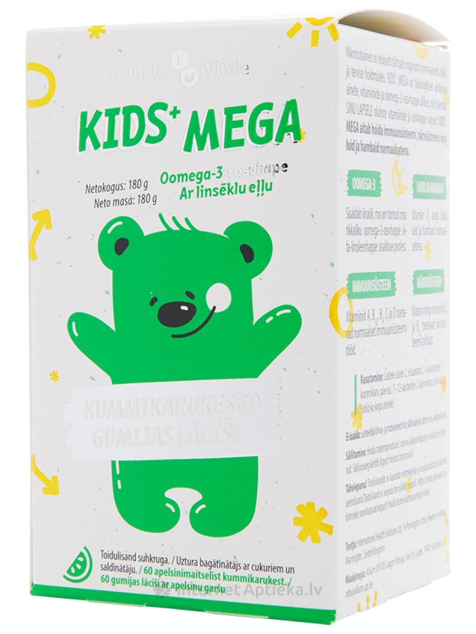FORMULA VITALE KIDS+ MEGA Lācīši, 60 gb. | internetaptieka.lv