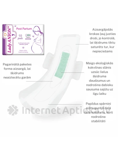 Lady ANION Post Partum Paketes pēc dzemdībām, 10 gb | internetaptieka.lv