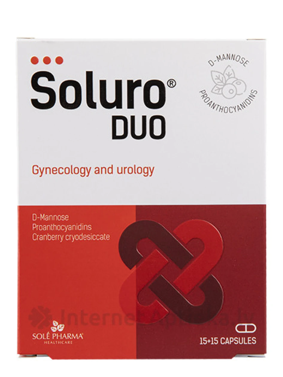Soluro Duo kapslid põievaevustele, 15 + 15 kapslit | internetaptieka.lv