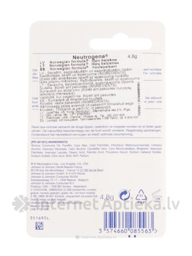 Neutrogena lūpu balzams, 4.8 g | internetaptieka.lv