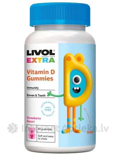 LIVOL EXTRA vitamīna D košļājamās pastilas lācīšu formā, 60 gb. | internetaptieka.lv
