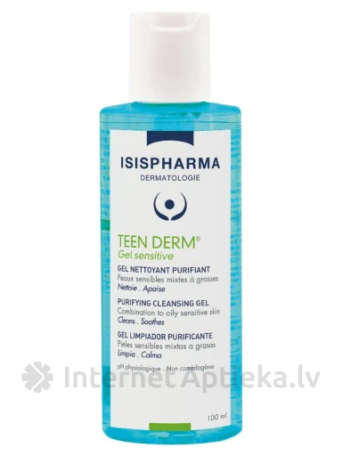 ISISPHARMA TEEN DERM GEL SENSITIVE attīrošs gels taukainai ādai, 100 ml | internetaptieka.lv