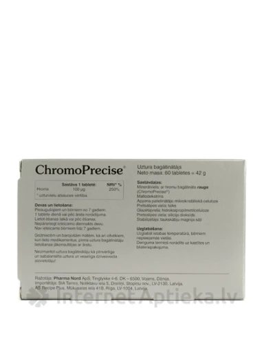 ChromoPrecise (hroms) cukura līdzsvaram, 60 tabletes | internetaptieka.lv