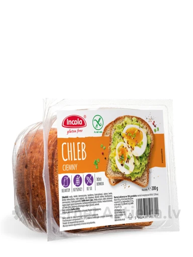 Incola Chleb Ciemny Bezglutēna Tumšā Maize, 200 g | internetaptieka.lv