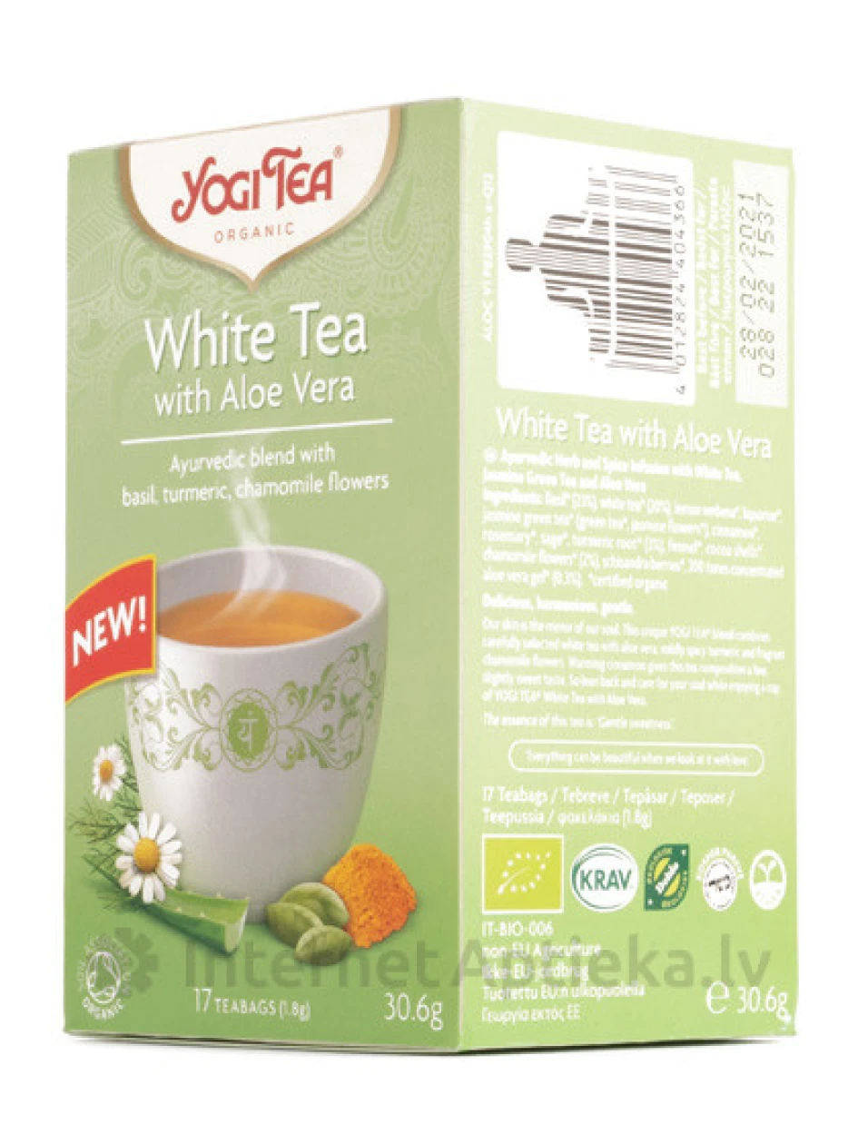 Tēja Yogi White Aloe Vera, 17 paciņas | internetaptieka.lv