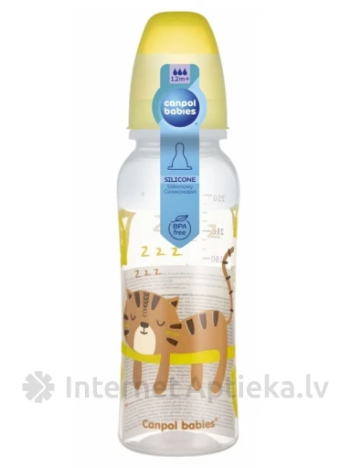 Canpol бутылочка - пластмассовая, от 12+ месяцев (желтая), 250 мл | internetaptieka.lv
