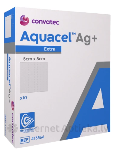 Aquacel Extra Ag+ brūču pārsējs 5 x 5 cm, 10 gb. | internetaptieka.lv