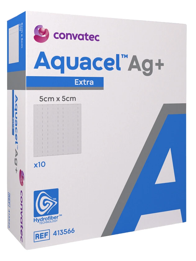 AQUACEL Extra Ag+ brūču pārsējs 5x5 cm, 10 gab.