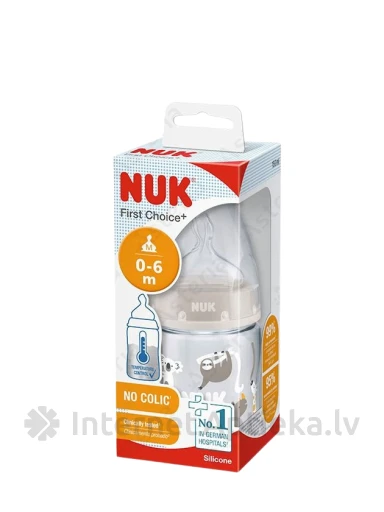 Nuk pudel temperatuuri regulaatori ja silikoonlutiga 0-6 kuud., 150 ml | internetaptieka.lv