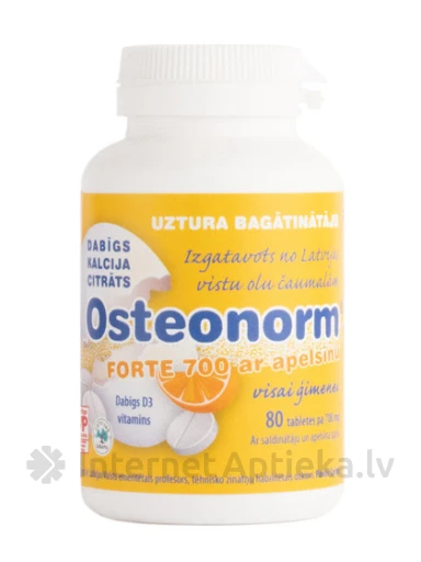 Osteonorm Forte 700 mg - apelsin, 80 tabletti | internetaptieka.lv